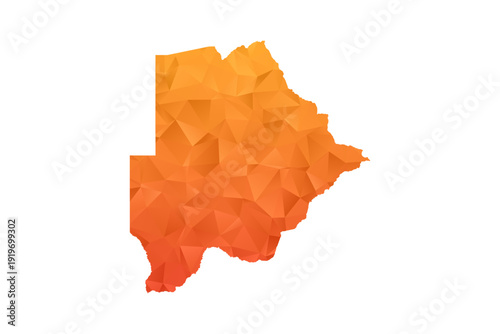 Botswana Map - Polygon Style Vector Illustration in Orange Gradient, Low Poly Geometric Design, Isolated on White Background for Infographics and Education.