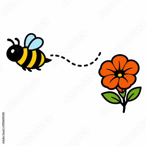 Springtime nature background with bee and floral elements vector