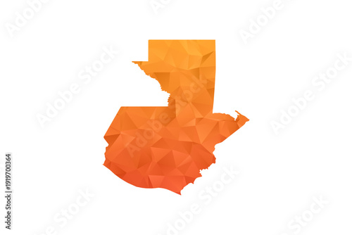 Guatemala Map - Polygon Style Vector Illustration in Orange Gradient, Low Poly Geometric Design, Isolated on White Background for Infographics and Education.
