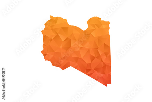 Libya Map - Polygon Style Vector Illustration in Orange Gradient, Low Poly Geometric Design, Isolated on White Background for Infographics and Education.