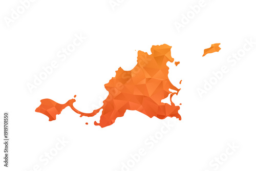 Saint Martin Map - Polygon Style Vector Illustration in Orange Gradient, Low Poly Geometric Design, Isolated on White Background for Infographics and Education.