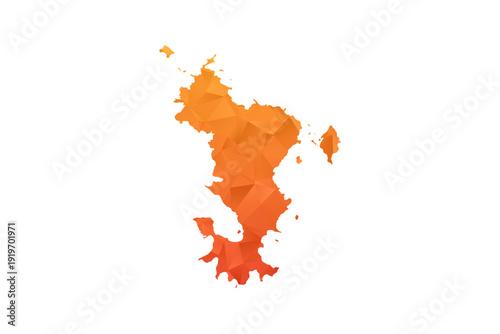 Mayotte Map - Polygon Style Vector Illustration in Orange Gradient, Low Poly Geometric Design, Isolated on White Background for Infographics and Education.