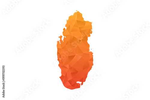 Qatar Map - Polygon Style Vector Illustration in Orange Gradient, Low Poly Geometric Design, Isolated on White Background for Infographics and Education.