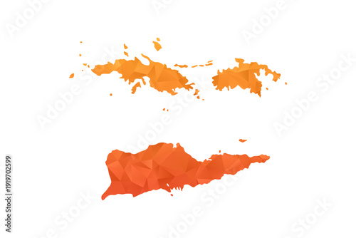 U.S. Virgin Islands Map - Polygon Style Vector Illustration in Orange Gradient, Low Poly Geometric Design, Isolated on White Background for Infographics and Education.