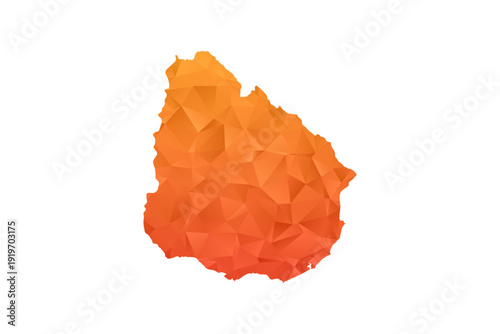 Uruguay Map - Polygon Style Vector Illustration in Orange Gradient, Low Poly Geometric Design, Isolated on White Background for Infographics and Education.