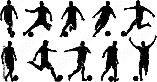 silhouette vector set of football (soccer) players 1 