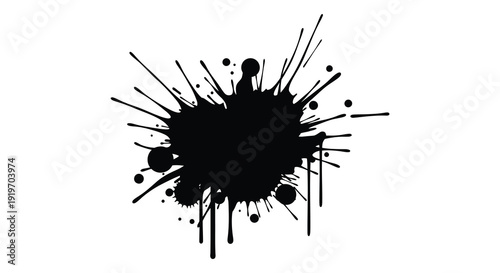 Abstract black ink splatter design with dynamic rays perfect for creative projects on transparent background silhouette high quality professional detailed modern