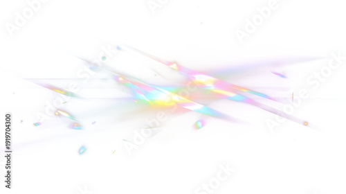 Iridescent Holographic Prism Light Streak Isolated on Transparent Background PNG. Abstract iridescent holographic light streak with prismatic rainbow gradients, glossy liquid-glass texture