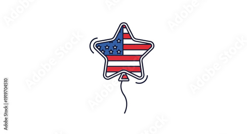 USA Star Balloon Icon - American Flag Festive Celebration