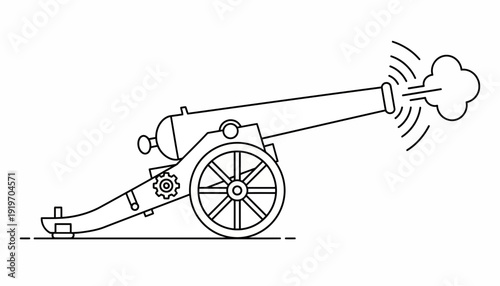 Vintage Cannon Firing Smoke and Sound Waves