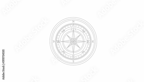 Vintage Compass Rose Nautical Navigation Tool Graphic Design