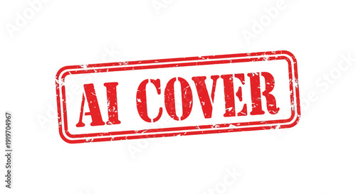 A distressed red rectangular stamp displays the text ai cover in bold uppercase letters on transparent background silhouette high quality professional