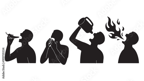 People Drinking Alcohol in Silhouette with Dramatic Lighting on White Background for Editorial Use