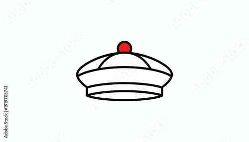 Stylized Bishop's Mitre Hat with Red Orb on White Background