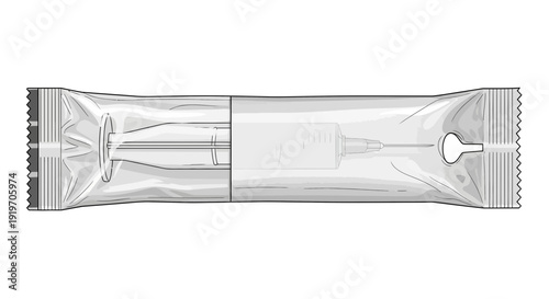 Sterile Syringe in Sealed Plastic Packaging, Medical Supplies, Healthcare, Disposable Injection Tool