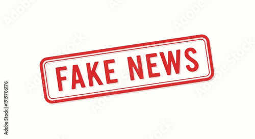 A red rectangular stamp displaying the words fake news in bold uppercase letters on transparent background silhouette high quality professional detailed