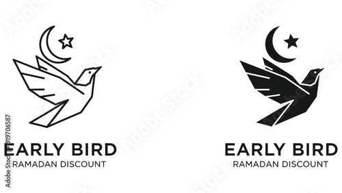 Early Bird Ramadan Discount Icon Vector - Flying Bird