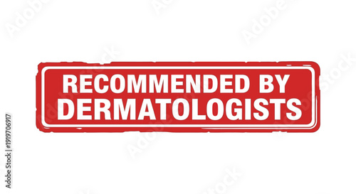 A red rectangular banner stating recommended by dermatologists ideal for designs on transparent background silhouette high quality professional detailed modern elegant