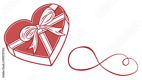 A red heart shaped gift box next to an infinity symbol representing eternal love