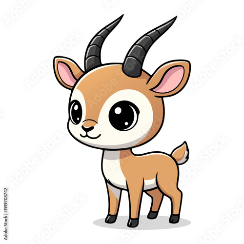 Cute Cartoon Style Gazelle Animal Illustration Design for Children and Decoration
