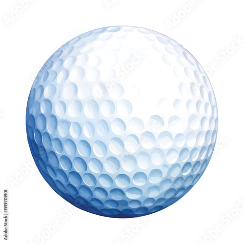 Single white golf ball with dimples on transparent background watercolor vector