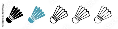 Shuttlecock line icon set. badminton birdie line icon for UI designs. Thin line customizable illustration. Contour symbol. Vector isolated outline drawing. Editable stroke
