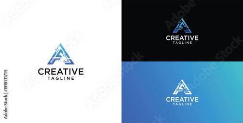 Digital technology logo icon vector.A initial logo design.