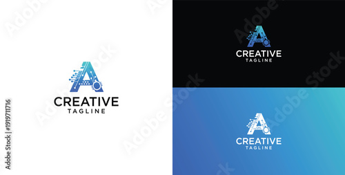 Digital technology logo icon vector.A initial logo design.