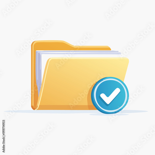Folder with Checkmark Icon Representing Successful File Operation.