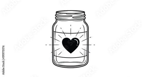 Illustration of a mason jar with a heart inside