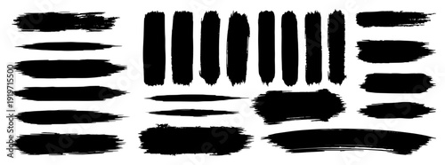 Wallpaper Mural Various horizontal and vertical black paint brush strokes with distressed grunge ink textures Torontodigital.ca