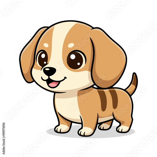 Cartoon Adorable Dog Puppy Standing Smiling Clip Art Illustration