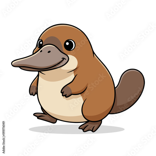 Cartoon Cute Platypus Isolated on White Background for Kids Illustration