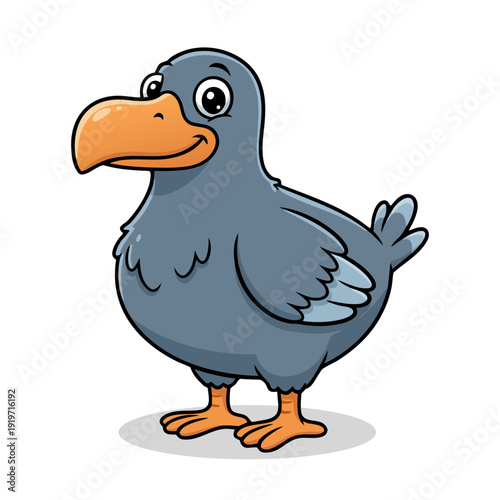 Cartoon Illustration of a Cute and Funny Dodo Bird Isolated on White Background