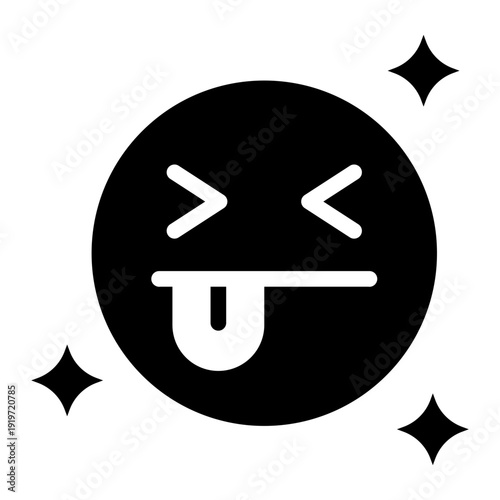 joke emotglyph icon icon. expressive face reaction. playful humor. funny emotion