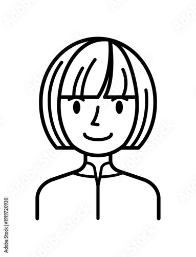 ベクターイラスト素材：笑顔の若い女性アイコン