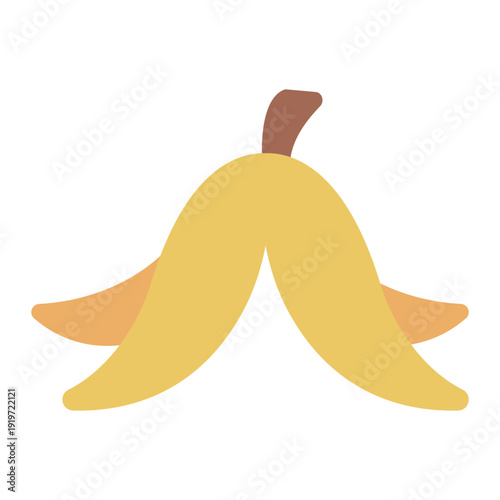 banana peel flat icon. slip gag object. classic prank. comic hazard