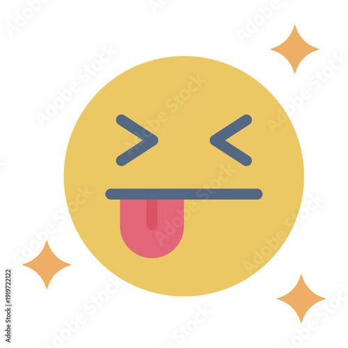 joke emotflat icon icon. expressive face reaction. playful humor. funny emotion