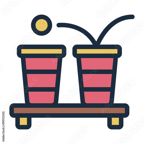 beer pong filled line icon. party table game. fun activity. social event