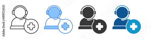 Online Support Icon Set Multiple Style Collection