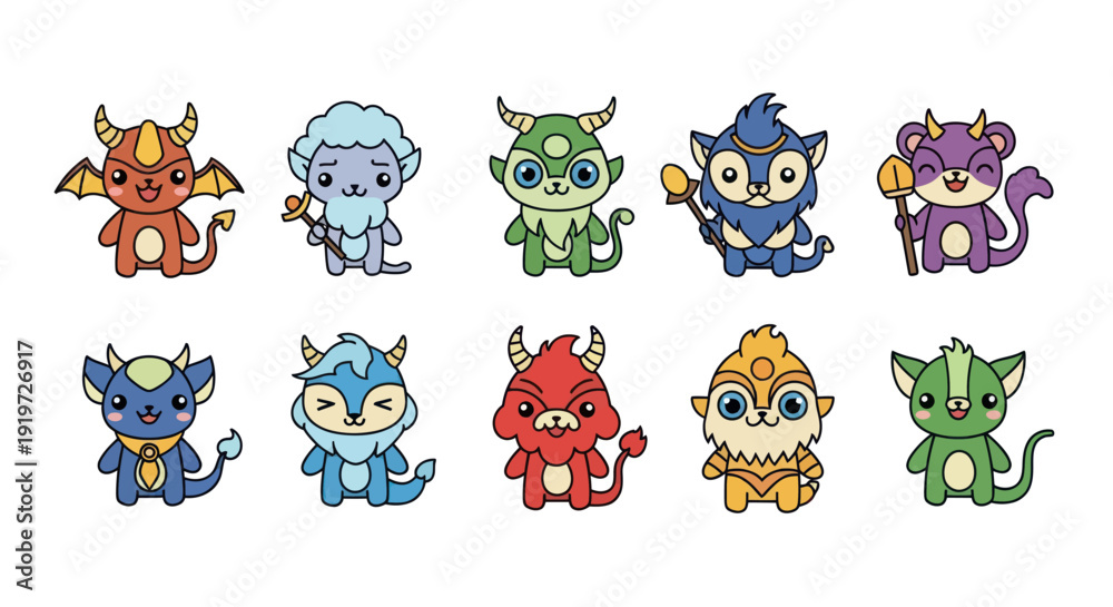 Fotografie Cartoon monster characters collection