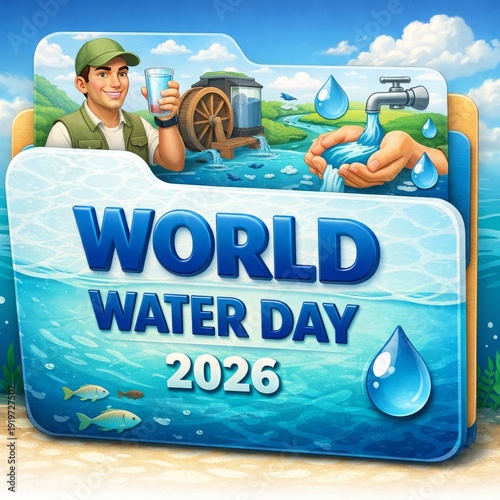Man conserving water on World Water Day 2026 outdoors by the ocean