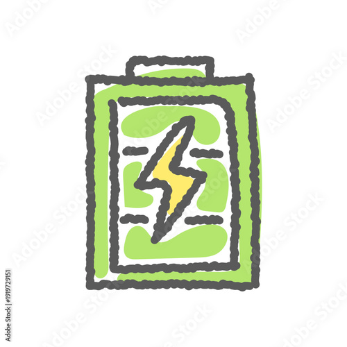 手描き風 再生可能エネルギーバッテリーアイコン｜Renewable Energy Battery Illustration