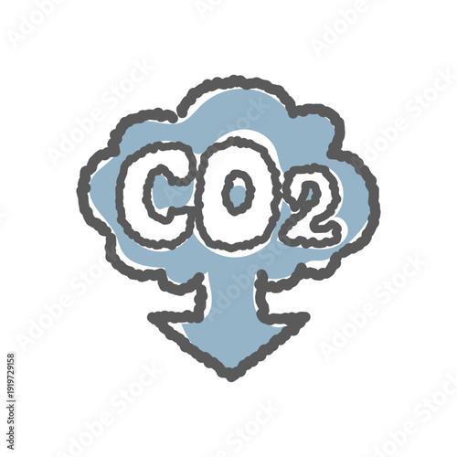 手描き風 CO2削減アイコン｜Carbon Reduction Climate Action Illustration