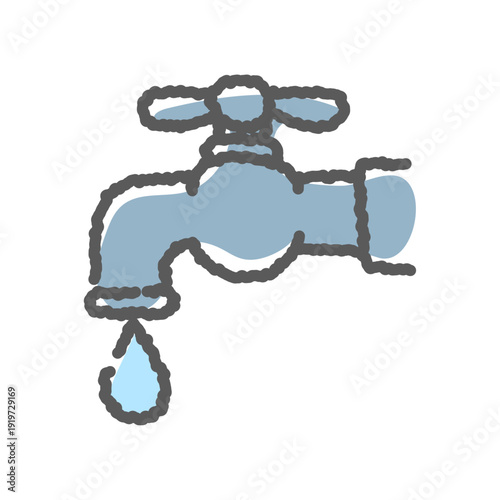 手描き風 水道蛇口アイコン｜Water Tap Conservation Illustration