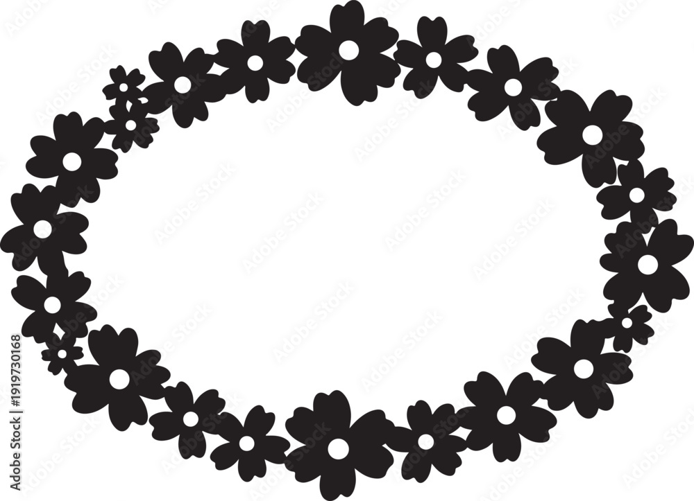 Fototapeta premium Elegant floral frame silhouette featuring decorative flower elements and ornamental botanical details