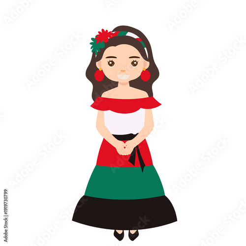 Mexican Folklore Girl Traditional Dress Pose
