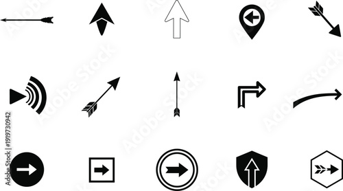 Black Arrow and Indicator Icons for Web Navigation