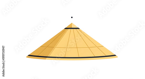Conical Straw Hat Illustration Traditional Asian Headwear for Sun Protection and Cultural Significance