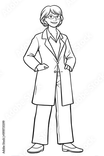 Adult female doctor smiling coloring page
